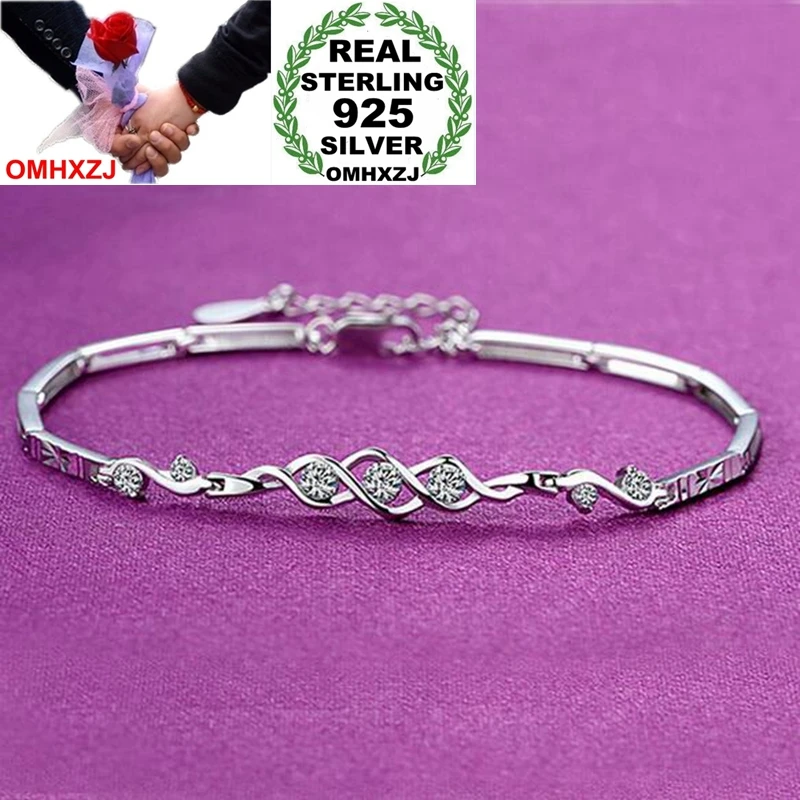 

OMHXZJ Wholesale Romantic Fashion For Woman Girl Party Gift Angels Heart White Purple 925 Sterling Silver Bracelet Bangle SZ84
