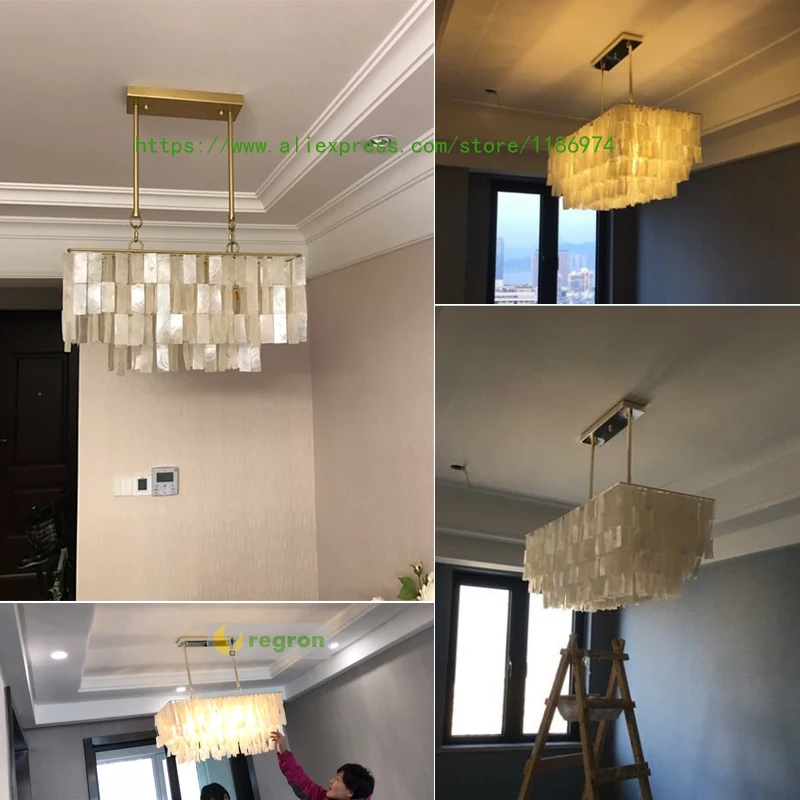 Art Deco Shell Pendant Light Living Room Restaurant Led
