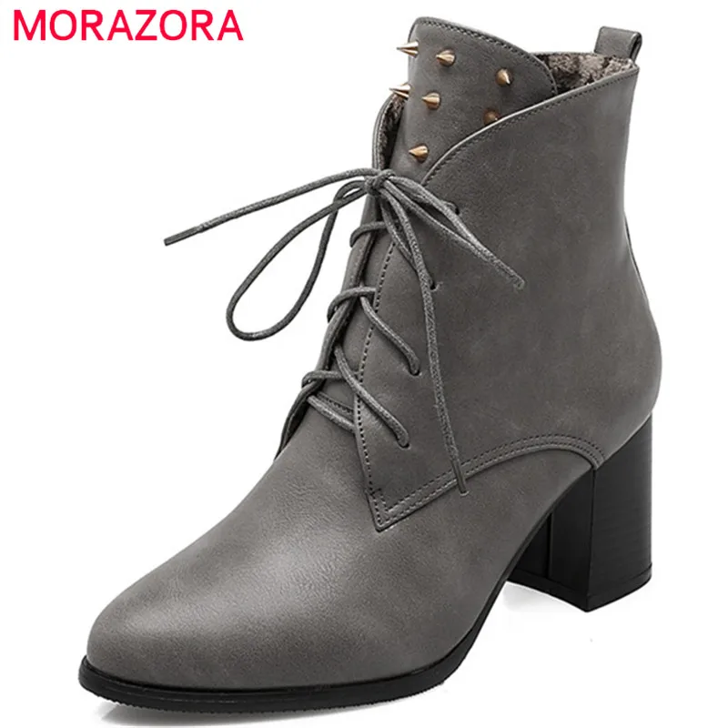 

MORAZORA Big size 34-43 womens boots in spring autumn fashion boots female high heels shoes woman ankle boots for women party