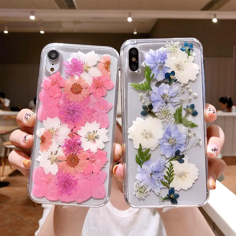 KISSCASE настоящий высушенный цветочный чехол для телефона iPhone 7 8 Plus X XR XS MAX мягкие