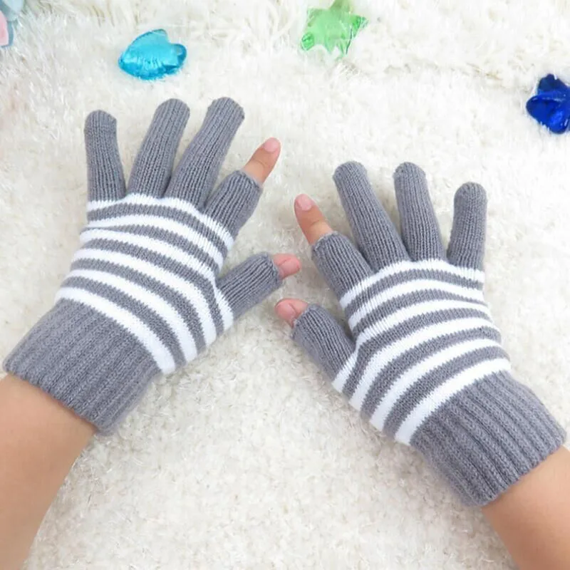 

SUOGRY Winter Wool Men Women Elastic Stretch Elastic Half Finger Gloves Outdoor Warm Mittens Fingerless Gloves