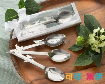 

wedding favor gift and giveaways for guest--"Love song" stainless steel love birds spoon return goods party souvenir 100set/lot