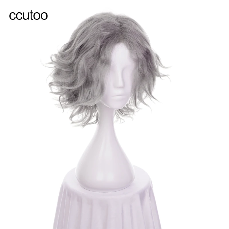 

ccutoo 35cm Monte Cristo Edmond Fate Grand Order FGO Avenger Grey Curly Synthetic Hair Cosplay Wig Halloween Costume Wig