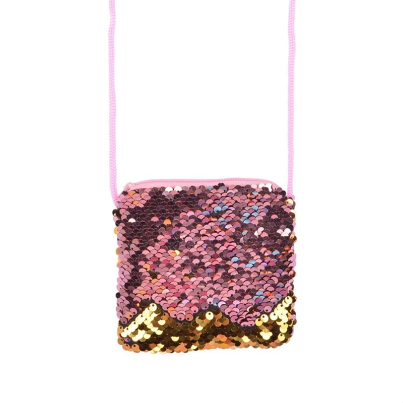 Детская мини-сумка на молнии с блестками, модная детская сумка через плечо