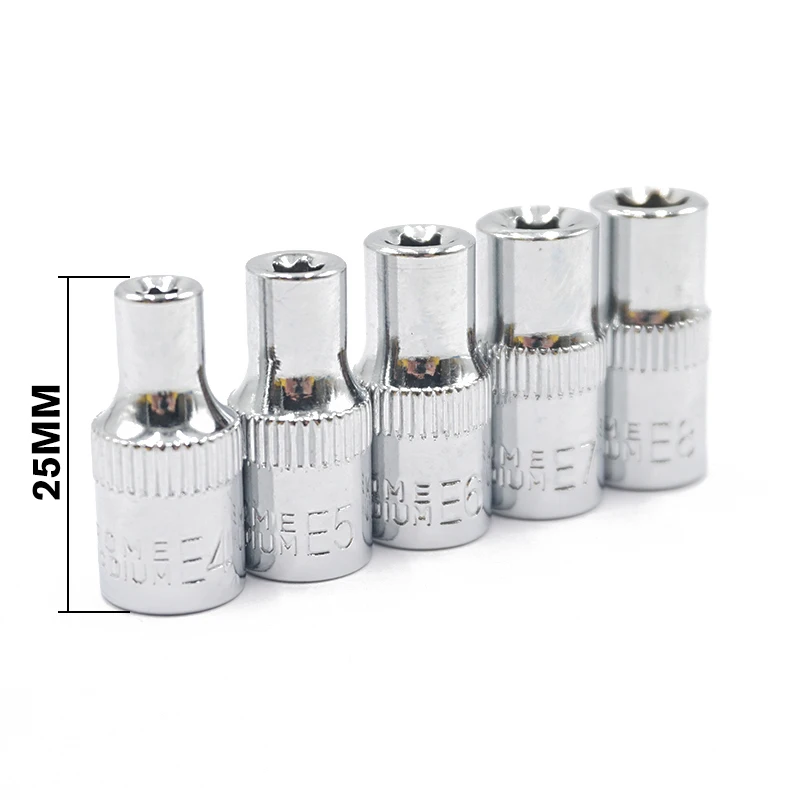 Torx Star Bit Female E Socket Set E4,E5 6.3mm E8 Star Socket Set Hand Tools Set 5PC 1//4 Inch E6,E7