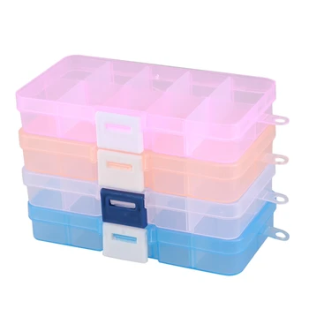 

Pack of 4Pcs Plastic Jewelry Box Organizer Storage Container with Adjustable Dividers 15 Grids
