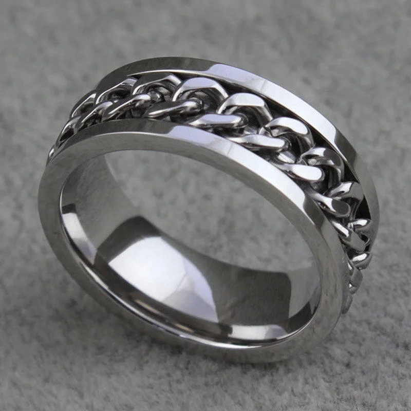 1 PCS Novelty Rings Unisex Eternity Titanium Stainless Steel Men Chain Ring For Women and Menin