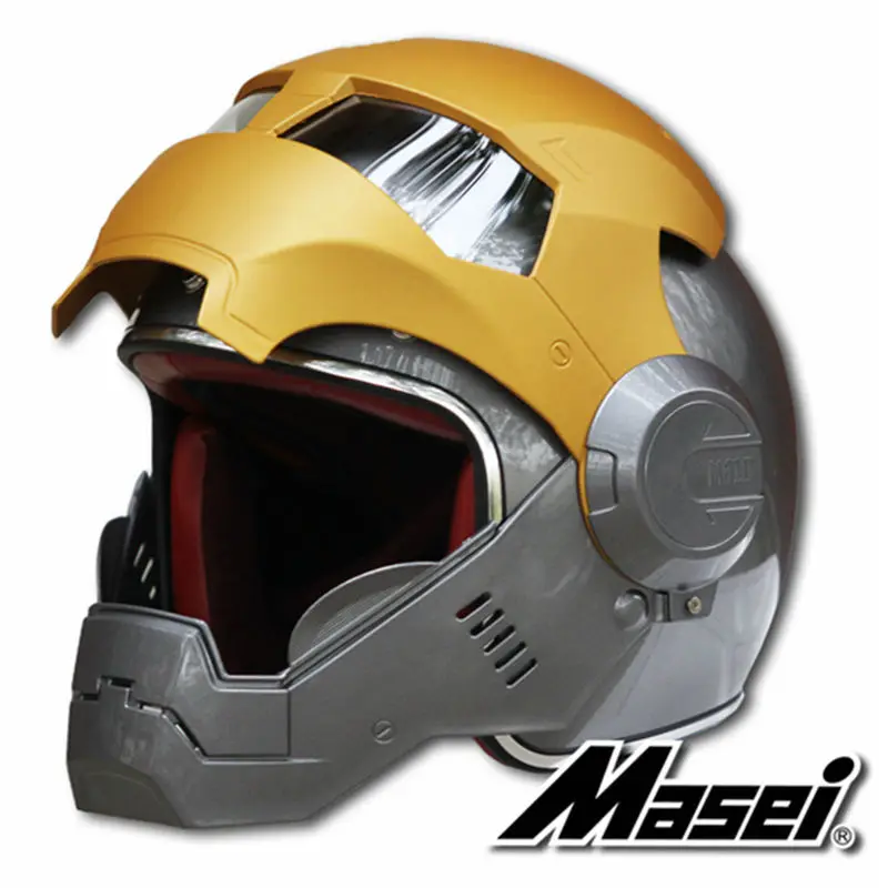 Новинка серый/Золотой MASEI IRONMAN железный человек шлем мотоциклетный шлем Мужские Женские полушлем с открытым лицом 610 ABS шлем для мотокросса