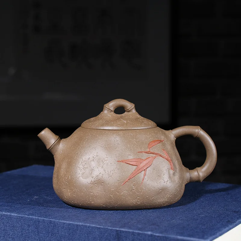 

Enameled Pottery Teapot Famous Full Manual Raw Ore Section Mud Bamboo Joint For Spring Pot Kungfu Online Teapot Tea Set Suit