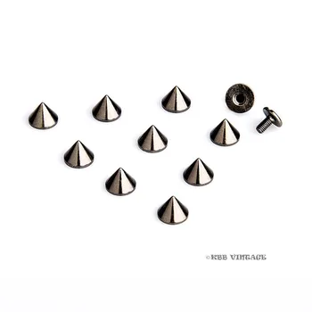 

100pc Cone Spike Screwback Spikes Punk Studs Leathercraft 1/4'' Gunmetal