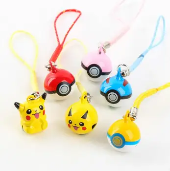 

New 60 pcs Cartoon Japanese Anime Ball Pendant DIY Key Chains With Bell 1-2cm Bag Pendant Gifts Favors Free Shipping LD-201
