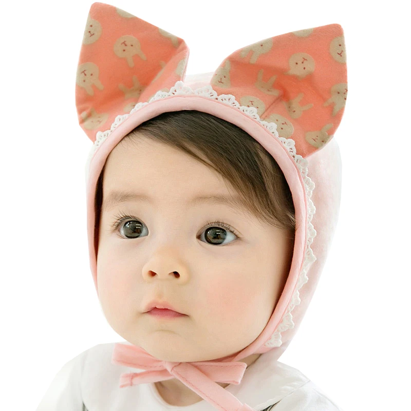 Newest Baby Rabbit Hat 100% Cotton Lace Infant Boys Girls Cartoon Ear Cuff Newborn Photography Props Animal Caps 6-12M | Детская одежда
