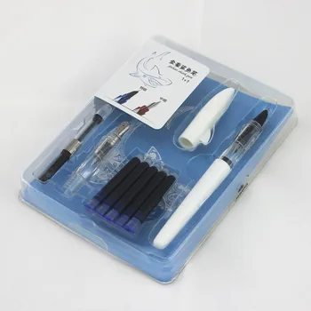 

jinhao Two Nib ink pen Signature Pen For Office Calligraphy stilografica Vulpen Stylo stationery set Fountain Pen Gift box