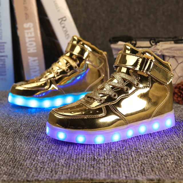 Zapatillas de deporte para niños de tamaño 25-37, brillantes, con carga Usb, zapatos luminosos a la moda con bucle de gancho para niñas y niños, zapatillas deportivas con luz - Imagen 3