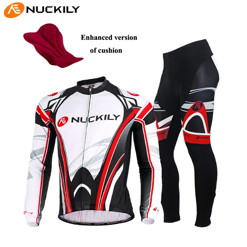 Nuckily طويلة الأكمام الدراجات جيرسي تنفس جيرسي 3d gel pad السراويل الدراجة roupa ciclismo mtb دراجة دراجة الدراجات الملابس