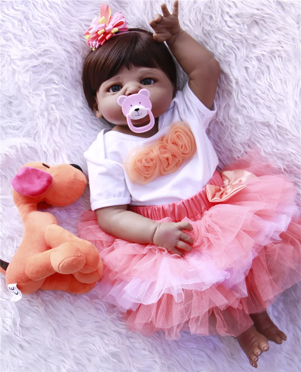 

Silicone Full Body Reborn Dolls 22'' Realistic Handmade Baby Dolls Boy Fashion Kids Toy Waterproof Boneca Model Birthday Gifts