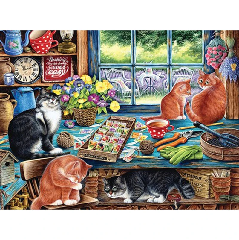 

5D DIY Diamond Embroidery Cat Room Full Square Diamond Painting Rhinestone Mosaic Decoration KBL