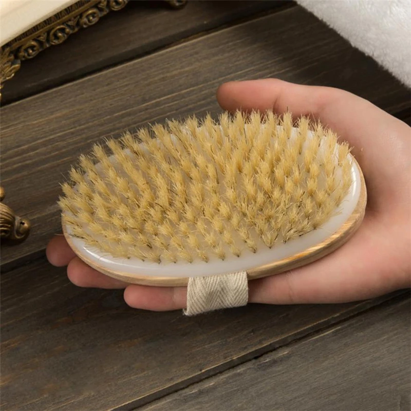 2018 New Bath Brush Long Wood Handle Reach Back Brush  Body Shower Bristle Scrubber Spa Bathroom long wooden handle hot C0205   03