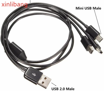 

USB2.0 Type A Male to 3 Mini USB B Male 5 pin Data Charge Connector Cable 480Mbp Sync Power Cable Splitter for Phone High Speed