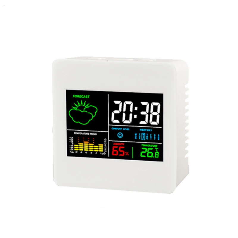 

TS-S61 Color screen clock indoor Temperature and hygrometer clock with calendar / alarm function 12/24 hours desktop clock