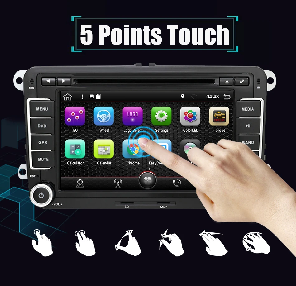 Clearance Eunavi 2 Din Android 9.0 Car DVD Player Audio Radio GPS navi For VW GOLF 6 Polo Bora JETTA B6 PASSAT Tiguan SKODA OCTAVIA 4