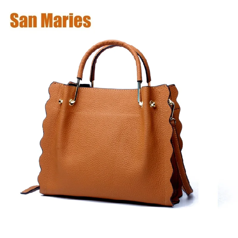 

San Maries Hot Sale Cow Leather Women Top-Handle Bags Candy Color Female Shoulder Bag High Quality Women Bags Bolsa Feminina