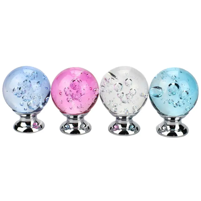 30mm Bubble Ball Design Transparent Crystal Glass Knobs Cupboard Pulls