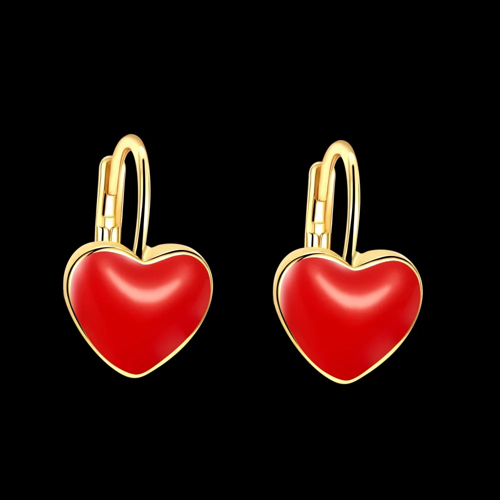 MEEKCAT романтические серьги-кольца в форме сердца для женщин золотого цвета с красным/фиолетовым эмалью свадебные серьги женские ювелирные изделия подарок