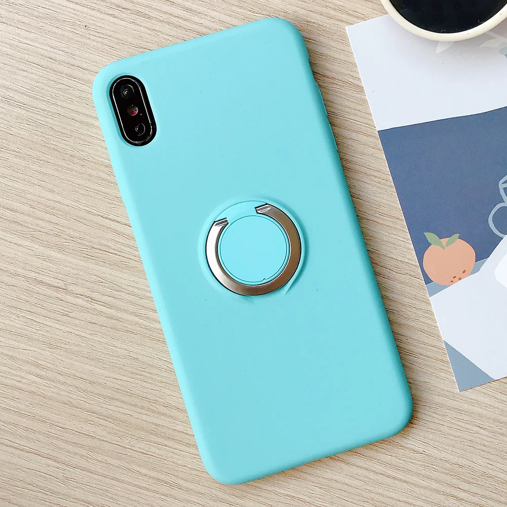 KIPX1110SB_1_JONSNOW Pure Color Phone Case for iPhone XS XR XS Max 6 6S 7 8 Plus Matte Soft TPU Solid Cover with Ring Holder Capa Fundas