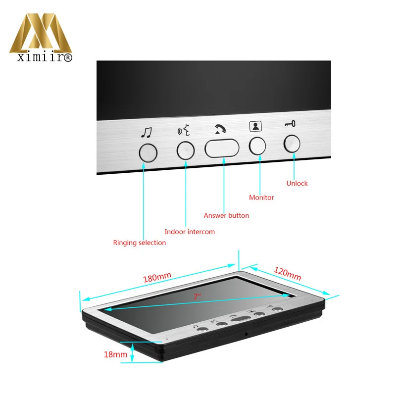 Настенная система внутренней связи дешевая цена видео дверной звонок 815MA11 7 дюймов цветной монитор и ИК камера видео дверной звонок