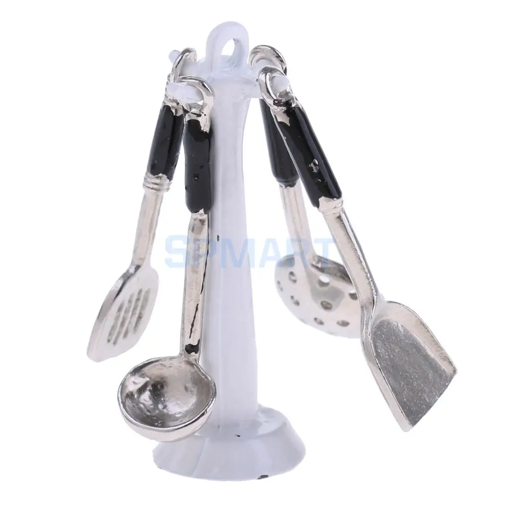 1:12 Scale Dollhouse Miniature Toy Kitchen Metal Cooking Utensils Tools Set for 12th Dolls House Decoration Accessories