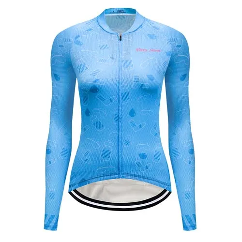 Women Winter thermal fleece cycling jersey set bicycle clothes uniform blouse skinsuit female bike clothing kit wear outfit - Цвет: only jersey 3