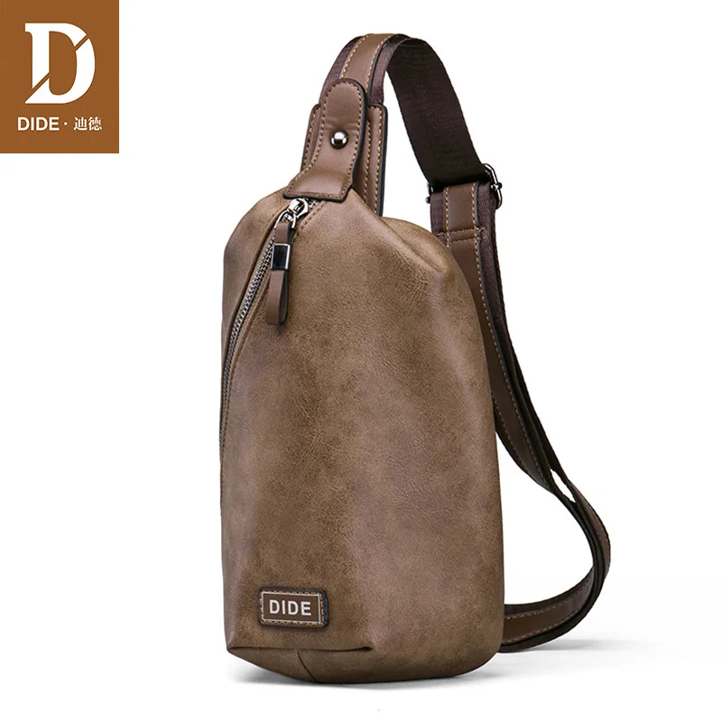 

DIDE Casual Mini Chest Bags shoulder crossbody bag Small chest pack leather waterproof IPad Bag men messenger bags