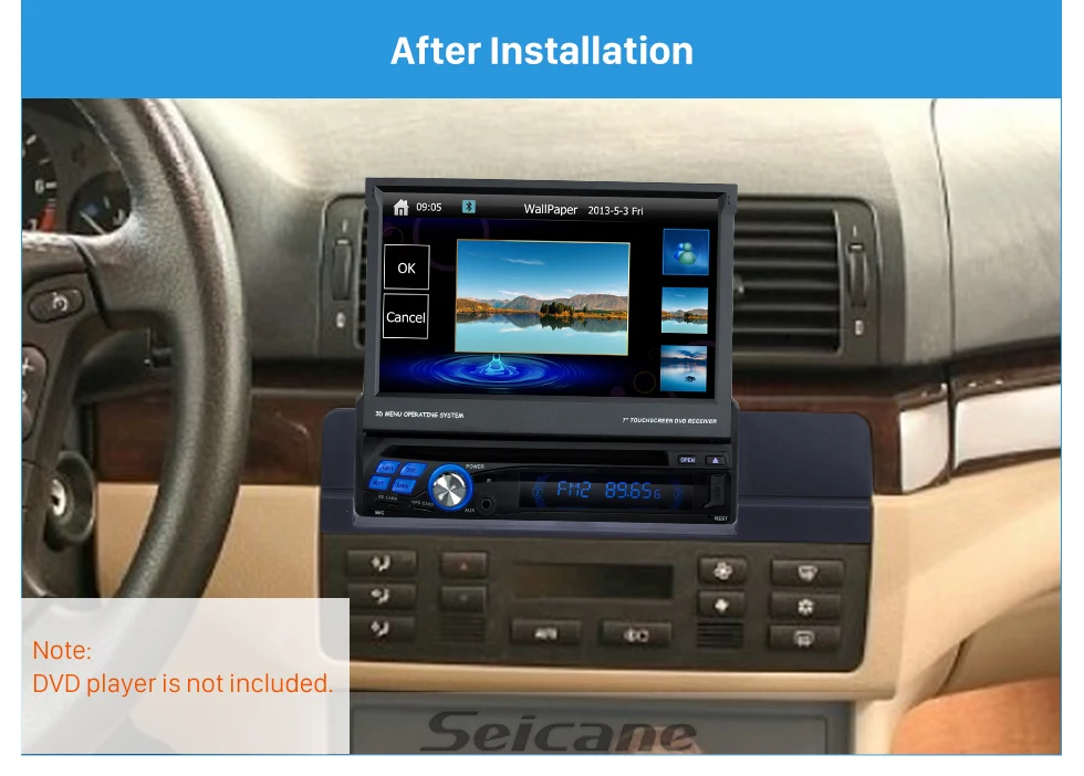 Seicane High quality One DIN 2003-2005 BMW 3 E46 Car Radio Fascia Dash Panel Stereo Frame DVD Player Trim Refitting Kit