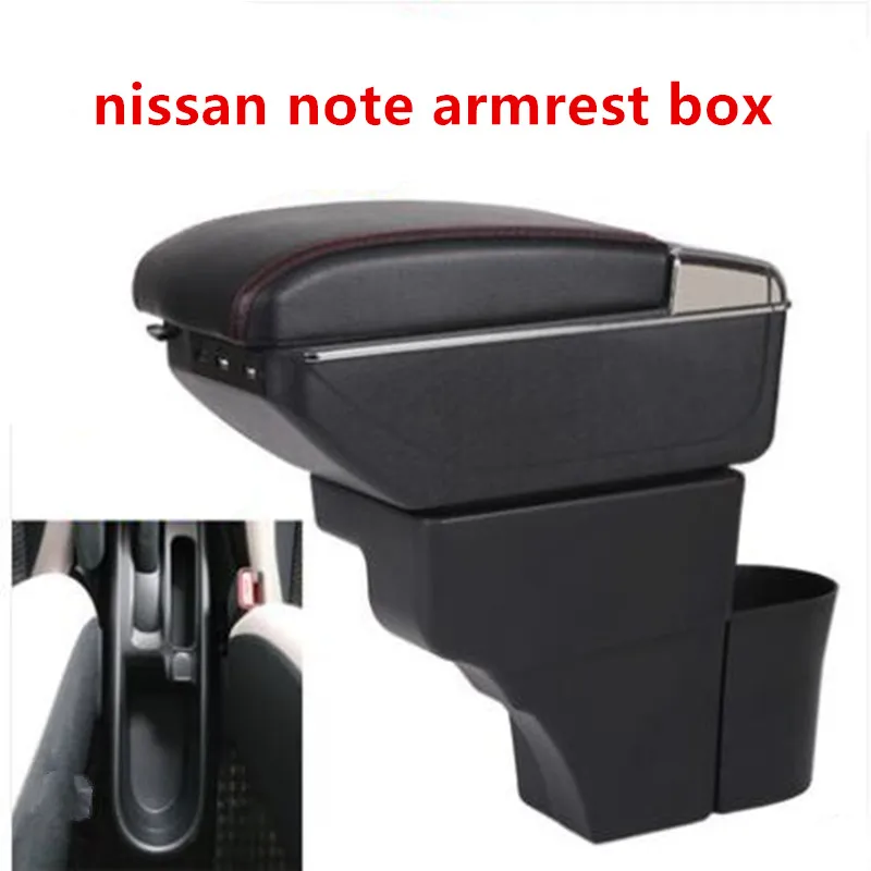 

For Nissan Note armrest box USB Charging heighten Double layer central Store content cup holder ashtray accessories 16-18