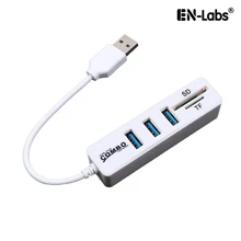 EN-Labs 3 порта USB 2,0 концентратор комбинированный SD/TF кард-ридер Портативный высокоскоростной USB 2 разветвитель с все в одном SD/TF ридер для компьютера