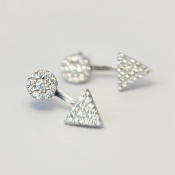 

MIESTILO Europe Imported Rhinestone Round Triangle Ear Jacket 925-sterling-silver Back Finding Sterling-silver-jewelry Earrings