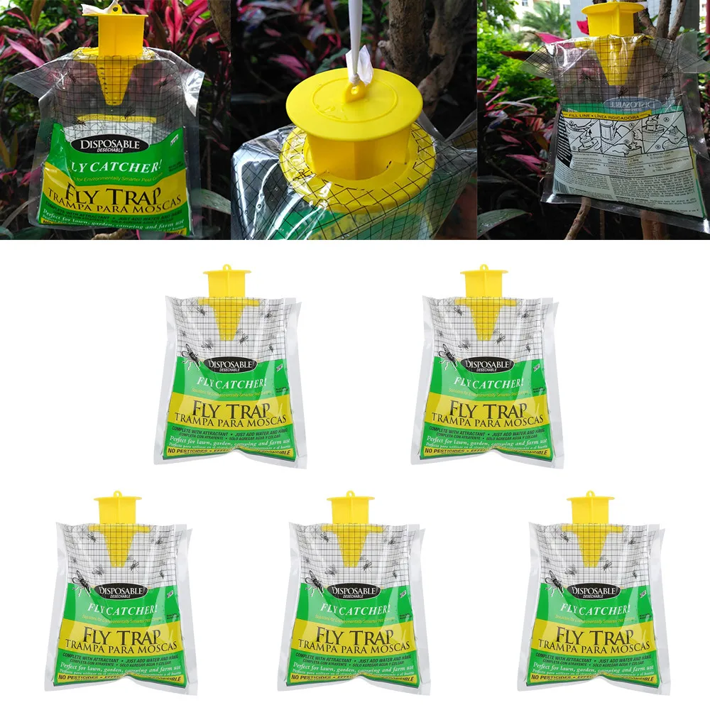 

5PCS Disposable Fly Trap Catcher Fly Catcher Insect Trap Hanging Style Pest Control Home ACCESSORYs Fly Trap Flycatcher bag