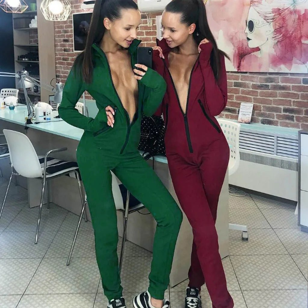 Женские комбинезоны в стиле High Street сексуальный однотонный Облегающий комбинезон