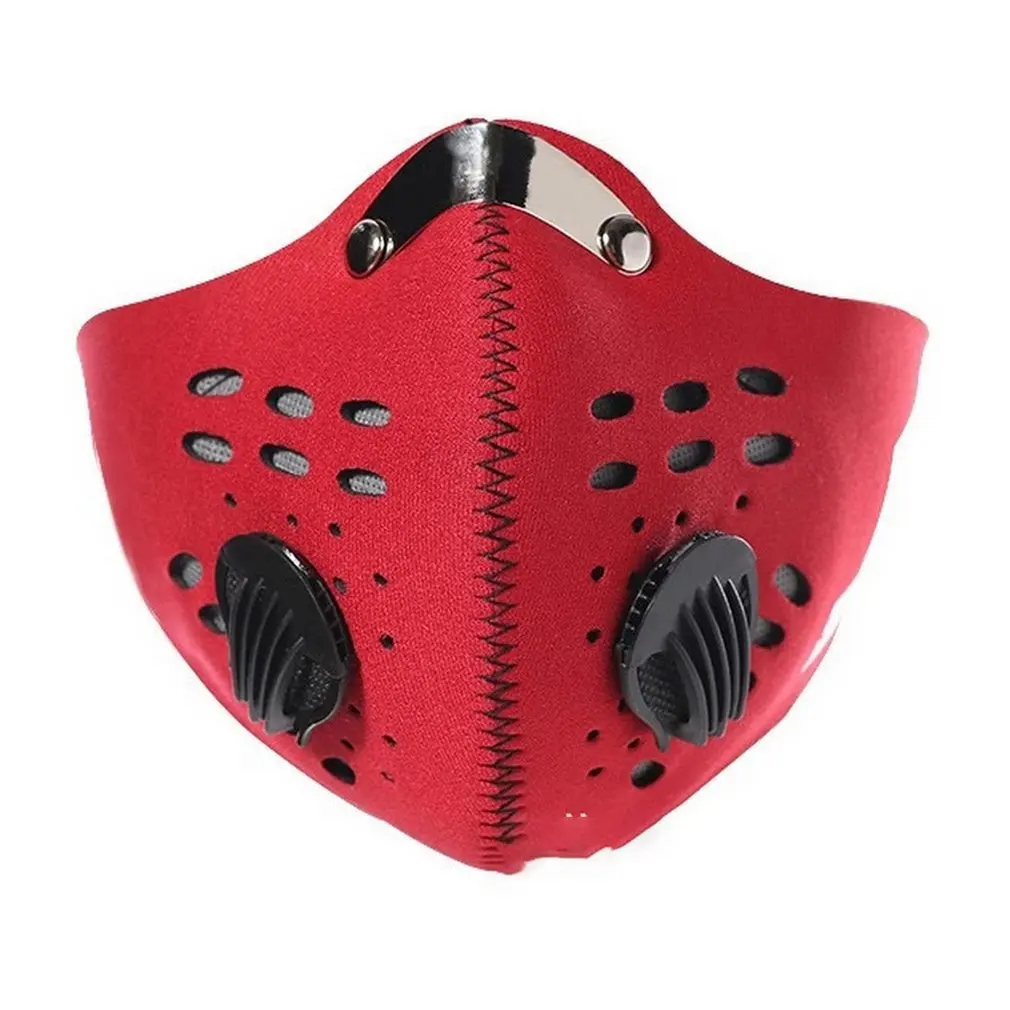 Маска от загрязнения для взрослых против PM 2,5 пыльца Пылезащитная маска моющаяся анти-туман Анти-Пылезащитная маска фильтр с активированным углем с 2 фильтрами - Цвет: Красный