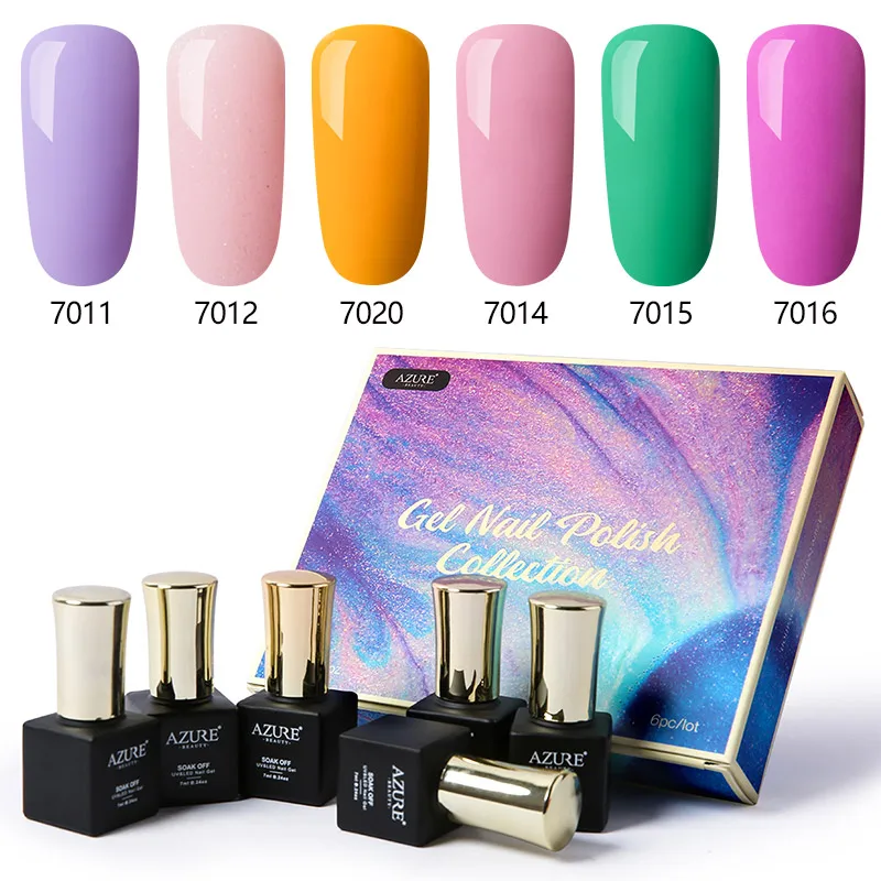 

Azure Beauty 6Pcs/Lot Gel Polish Set Spring Color Series Led Nail Gel Varnish Manicure Kits Semi Permanent Nude Color Led Gel