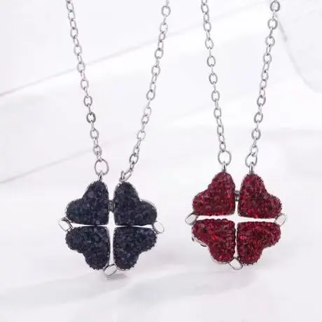 

Lucky four-leaf clover set zirconium pure and fresh sweet girl net red hot sell S925 sterling silver 2 kinds of necklace hotsell