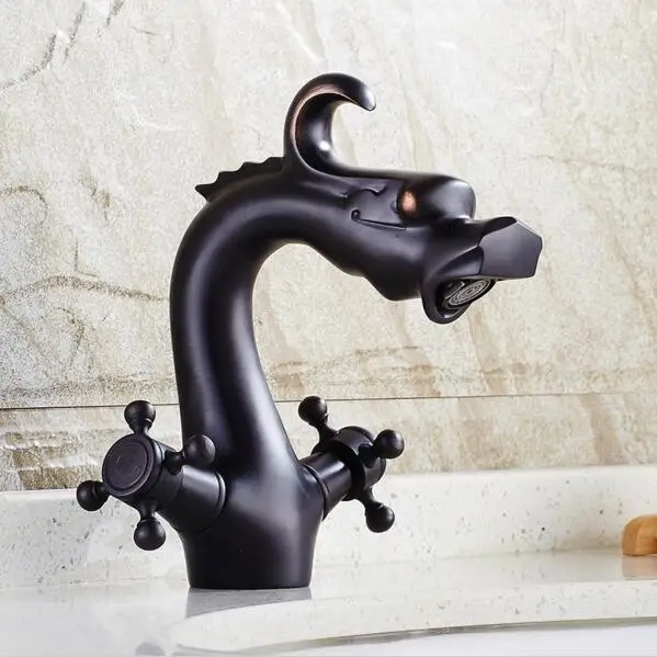 Black Dragon Style Bathroom Basin Faucet brass bathroom faucets single handle Hot and Cold