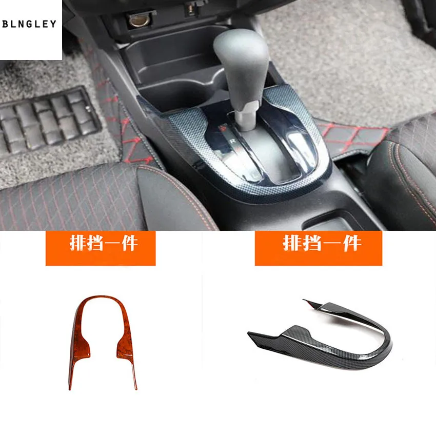 

1pc ABS Carbon fiber grain or Wooden gear panel decoration cover for 2014-2018 HONDA JAZZ car accessories