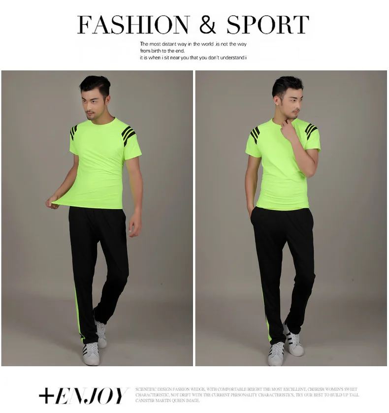 

New Quick-drying breathable summer 2016 men's short-sleeved jogging suit sportswear large size men's sportswear suit fitness