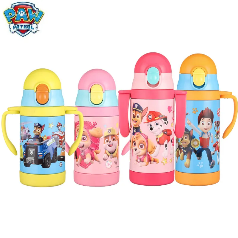 

300ml / 380ml Genuine Paw patrol 304 stainless Vacuum cup with strap/ folding handle exchange 2 way use sport cup kids toy gift