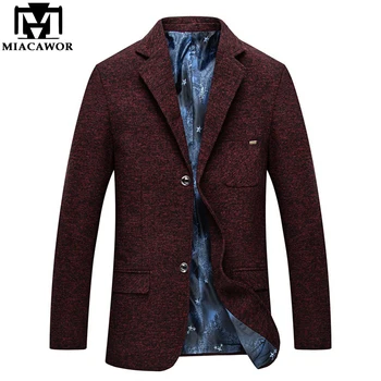 

MIACAWOR New 2019 Casual Men Suit Blazer Two Button Suits Masculine Spring Autumn Blazer Masculino Slim Fit Suit Jacket J601