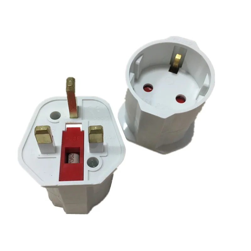 

NEW Universal EU to UK Plug 2 Pin to UK 3 Pin Plug Conversion Socket Travel Adapter Power Plug with Erdung Protect Safety