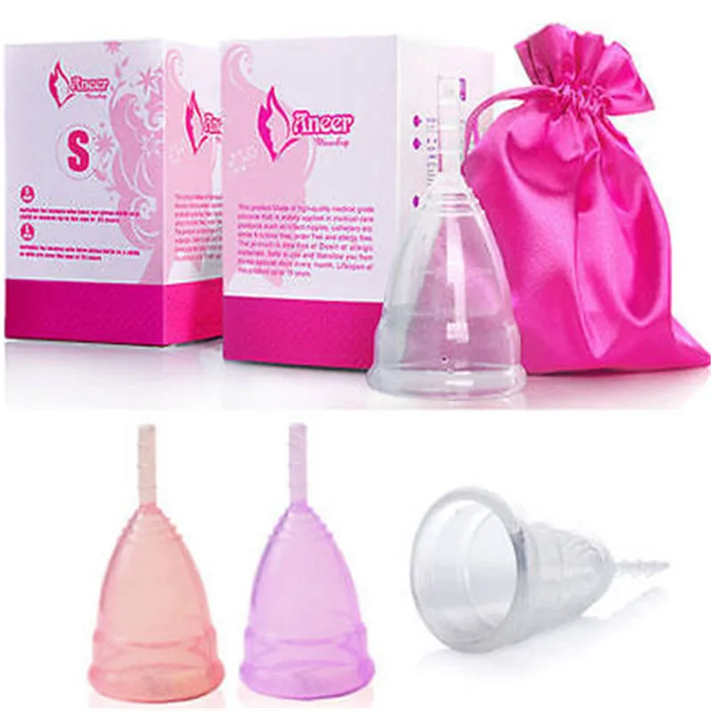 

1PC 3 Color Reusable Medical Silicone Soft Menstrual Period Cup Size Small Large