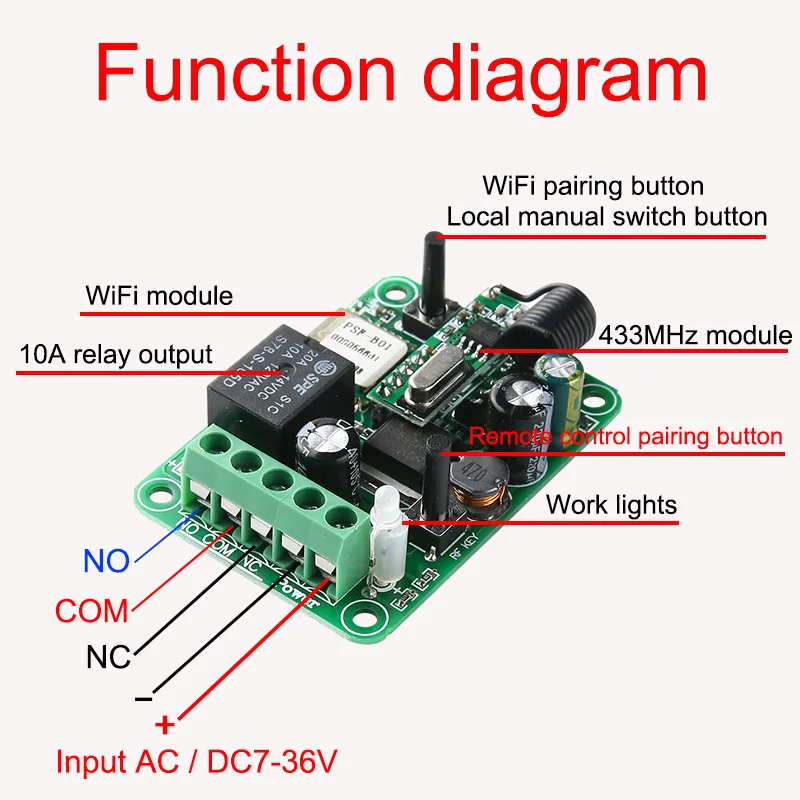 DC7-36V 1 способ Умный беспроводной передатчик умный дом автоматический модуль пульт дистанционного управления Поддержка IOS Android